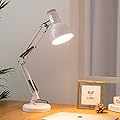 LED Desk Lamp Swing Arm Metal Table Lamp, Adjustable Architect Lamp for Home Bedroom Study Office, E27 Base Bulbs Not Included,White