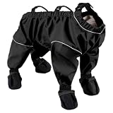 Dog Snowsuit with Attached Boots, Full Body Raincoat,...