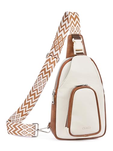 Image of CLUCI Cross Body Bag Large Sling Bag for Women Leather Sling Backpack Fanny Pack Chest Bag for Travel Hiking