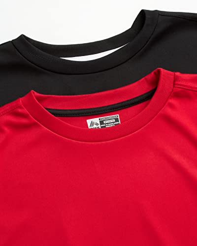 Rbx Boys' Athletic T-Shirt - 2 Pack Active Performance Dry-Fit Sports Tee (Size: 4-16), Size 10/12, Collegiate Red/Black #TOP1