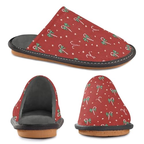 Slippers for Women Star Candy Bow Pattern Soft Winter Warm Shoes Indoor Outdoor Non-Slip House Travel Slippers4