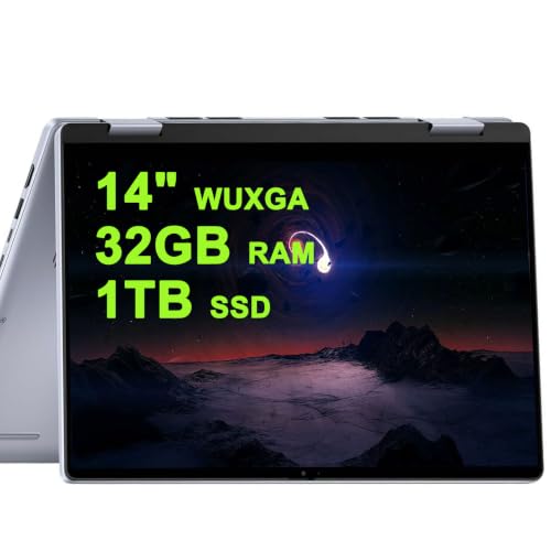 Image of Dell Inspiron 14 7445 2-in-1 Laptop 14" WUXGA Comfortview Touchscreen AMD 6-core Ryzen 5 8640HS (>i7-1355U) 32GB RAM 1TB SSD Backlit for Creator Business Professional Win11Pro