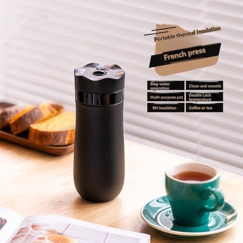 TKOWTB Portable French Press Coffee Maker Double Walled Stainles Steel Vacuum Insulated Coffee Maker and Tea Maker 320ML B — view 3