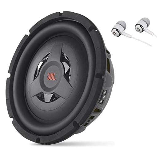 JBL Club WS1000 10" Shallow Mount subwoofer w/SSI (Selectable Smart Impedance) Switch from 2 to 4 ohm Bundled with Alphasonik Earbuds