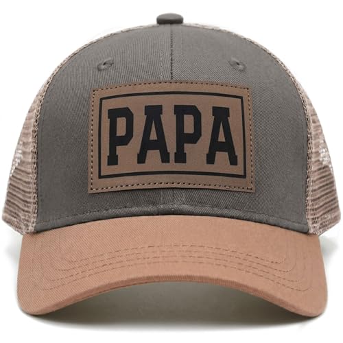 Fathers Day Dad Papa Gifts from Daughter Son Wife Unique Mens Hat for Dad Grandpa Husband Leather Pattern Baseball Cap