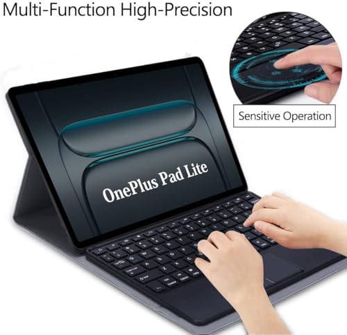 Image of HOM Tri Fold Detachable Wireless Bluetooth Keyboard with Trackpad /Touchpad Tablet Cover Case for OnePlus Pad Lite Tablet 11-inch