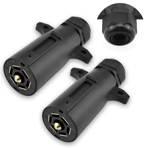 MARRTEUM 2 PCS RV 7 Pin Trailer Plug with IP68 Waterproof Seal, Detachable 7 Way 7 Point Round RV-Style Trailer Tow Side Connector Wiring Plug Replacement Adapter for RV Boat Trailer by MARRTEUM - Used condition - US$13.06