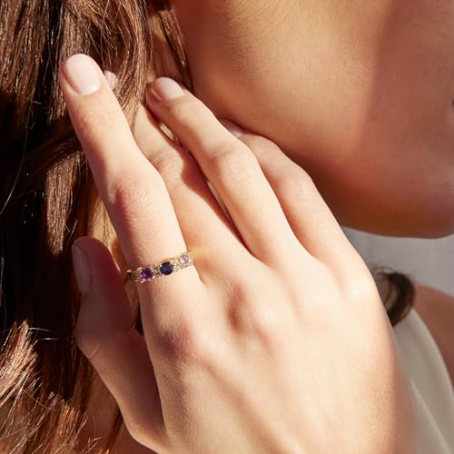 EVE'S ADDICTION Sterling Silver Custom 4 Stone Simulated Birthstone Rings for Women Eternity Band (ring sizes 5 to 9) Mother's Ring - Gifts for Mom3
