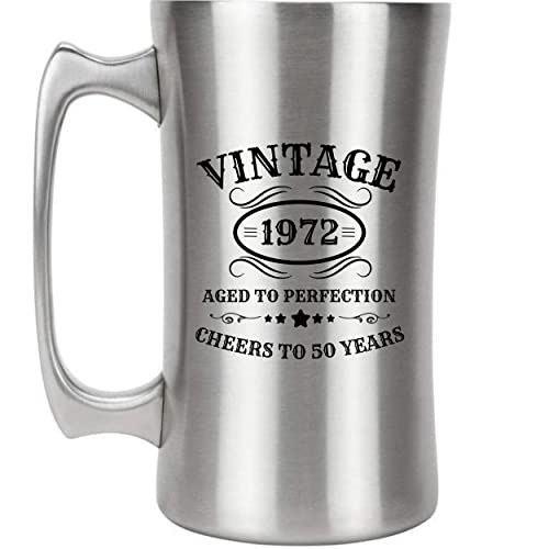 Personalized Beer Mug/Stein - Custom Etched - Permanent Laser Engraved For Beer Lover - For Birthday, Men, Dad, Husband, Grandpa - Vintage With Year #TOP8