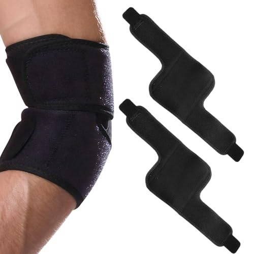 2 Pcs Bicep Support, Adjustable Upper Arm Support, Comfortable Arm Compression Sleeve Brace for Men & Women Muscle Strains (Black)