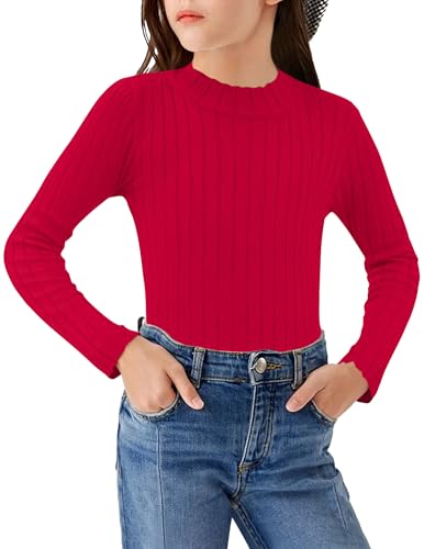 Image of Arshiner Girls Half Turtleneck Long Sleeve Knit Slim Sweater Pullover Tops