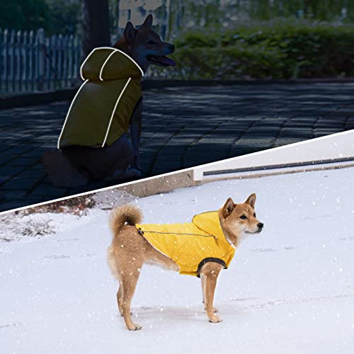 Dillybud Winter Dog Raincoat Jacket, Waterproof Windproof Hooded Slicker Poncho With Fleece Liner And Leash Hole For Small To X-Large Dogs And Puppies Boys Girls Dog Clothes For Cold Days,Yellow Xs #TOP6