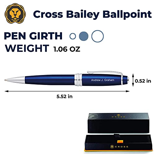 Dayspring Pens Personalized Cross Pen | Engraved Cross Bailey Blue Lacquer Ballpoint Gift Pen - Chrome Trim At0452-12. Custom Engraving Included. #TOP6