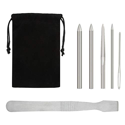 FANTESI 5 Piezas Paracord FID, 550 Agujas de Costura de Cordón de Acero Inoxidable y Herramienta de Alisado Paracord con Bolsa de Terciopelo Perfecto para la Pulsera de Paracord y el Tejido de Cuero