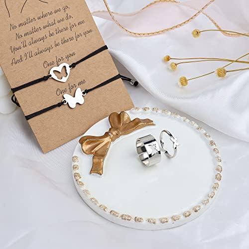 LOLIAS Rope Braided Couple Bracelets Adjustable Couple Rings Sun and Moon Rings Matching Bracelet Valentine Gift for Boyfriend Girlfriend Women Men Him and Her