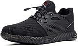  JACKSHIBO Sicherheitsschuhe Arbeitsschuhe Herren Damen s3 Leicht Schutzschuhe mit Stahlkappen Sportlich Atmungsaktiv, 30-schwarz, 42 EU