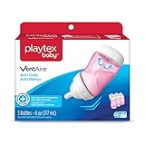 Playtex Baby Ventaire Anti Colic Baby Bottle, BPA Free, Pink, 6 Ounce - 3 Pack