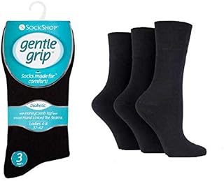 Ladies Diabetic Seamless Toe Gentle Grip HoneyComb Top Non Elastic Socks 3 Pairs Size 4-8