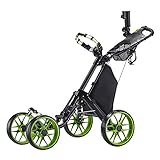 [Construcción premiume]: este carrito de golf plegable está construido con un marco de aluminio súper fuerte, liviano y resistente que hace que el carrito de golf sea fácilmente maniobrable Diseño de cuerpo de 27 pulgadas de ancho para empujar sin esfuerzo, la suspensión del eje de la rueda delantera agrega equilibrio adicional al carrito .