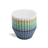 Large Silicone Cupcake Liners - Set of 12 Reusable Silicone Muffin Cups, No Stick Easy Clean Food-Grade Baking Cups