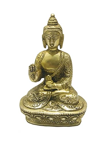 Brass Buddha Statue Gautam Buddha Idol Sculpture, Siddhattha Shakyamuni Worship Indoor Home Room Office Meditation Gift International Yoga Day Gift Figurine Size -7 Inch #TOP12