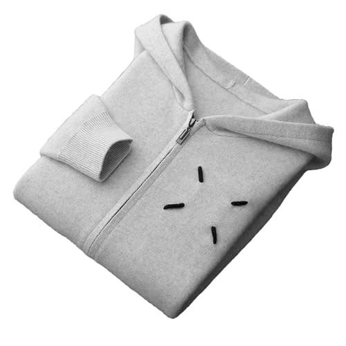 Men's Hooded Cashmere Cardigan Winter Casual Zipper Thick Ribbed Cardigan Sweater