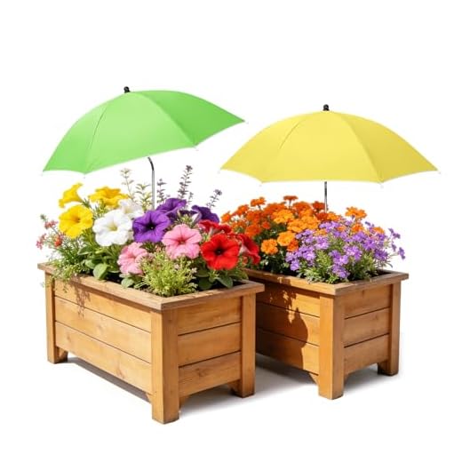 2 Pack Plant Umbrella for Outdoor Plants, 24.8'' Garden Plant Shade with Adjustable Spring Angle, Dual Height 31.4'' & 39.3'', Durable Alloy Frame Sun Shade for Potted Plants, Garden Beds and Patio(Adjustable-1Green 1Yellow)