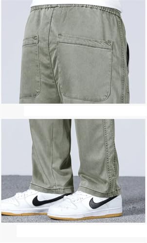 Men Drawstring Elastic Waist Denim Pants Loose Jeans Trousers gray9 M4