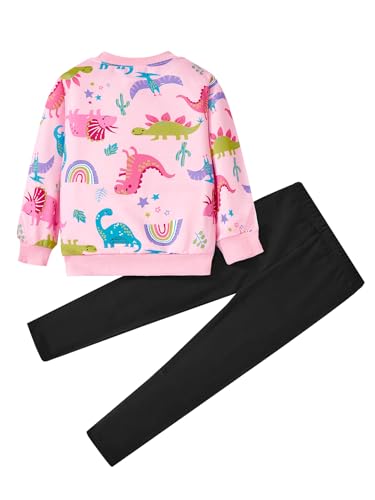 Image of Girls Fall Winter Outfits Cartoon Animal Long Sleeve Crewneck Sweatshirt Top+Sweatpant 2 Piece Clothing Set 3-9T