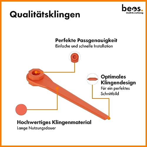BEOS 100x Premium Ersatzmesser-Set für Gardena Rasentrimmer – Kunststoffmesser kompatibel mit Gardena AccuCut, Comfort Cut Li18/23R & LI18/23RO, EasyCut Li 18/23R, Turbotrimmer AccuCut 400 LI & 450LI