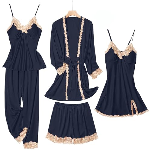 SAPJON Womens Pajama Sets 5PCS Silk Pajamas for women Cute Sleepw...