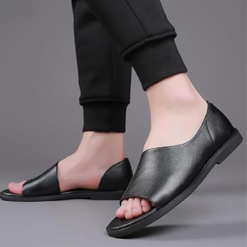Men's Genuine Leather Perforated Sandals - Smooth Comfortable Open-Toe Design Outdoor Casual Beach Shoes2