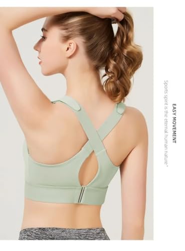 Image of ELEG & STILANCE Women Polyester Spandex High Impact Front Zip Sports Bra Longline Fitness Criss Cross Back Crop Tops for Gym, Yoga & Workout - Size: M-4XL