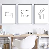 Nail Salon Canvas Wall Art Beauty Salon Artwork Cosmetics Pictures Makeup Wall Art Canvas Black and White Minimalist Line Art Nail Polish Pictures Wall Decor for Living Room Bedroom 16x24inchx3 Frameless