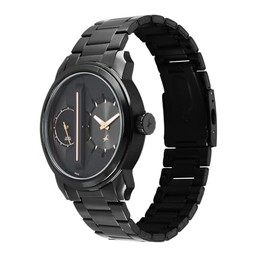 Image of Fastrack Pulse IV with Black Dial Black Stainless Steel Strap Watch for Men - 3341NM01
