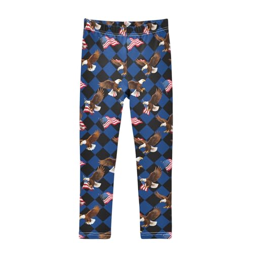 Girls' Athletic Leggings Ankle Length Yoga Dance Pants Kids Teen 4T Eagle Flag