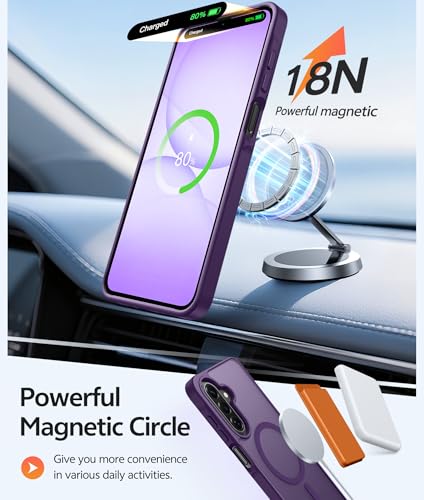 Image of FNTASE for Galaxy A17 /A16 5G Phone Case: for Samsung A17 Cases [Compatible with Magsafe] [Screen Protector] Matte Translucent Military Grade Protection for Samsung A 17 & A 16 4G Cover - Purple