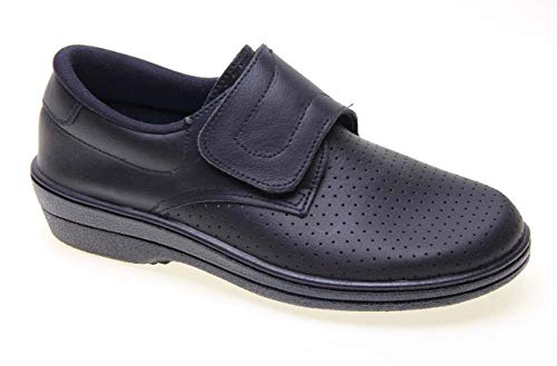 Zueco Cerrado de Piel con Cierre de Velcro con cuña de 3.5 cm (Blanco, Numeric_45) Cover