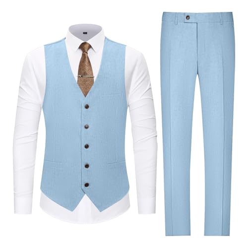 Men's Suits Slim Fit 2 Piece Suit Set Blue Casual