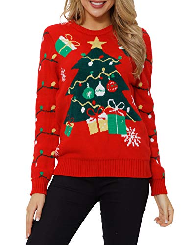Ventelan Women's Christmas Sweater Funny Christmas Tree Ugly Pullover Snowflake Long Sleeve Sweater Shirt #TOP4
