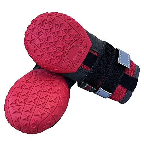 Pawhome Dog Boots Breathable Waterproof Boots For Dogs Dog Shoes For Small Medium Large Dogs, Anti-Slip Puppy Booties Paw Protector With Reflective Straps (Size 7) (Set Of 4) #TOP1
