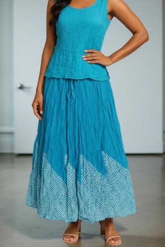 Image of Premium Long Skirt | Stylish Long Crushed Cotton & Unique Prints | Floor Length Skirt for Women | Elastic Waist Premium Maxi Skirt - Comfortable Casual Wear