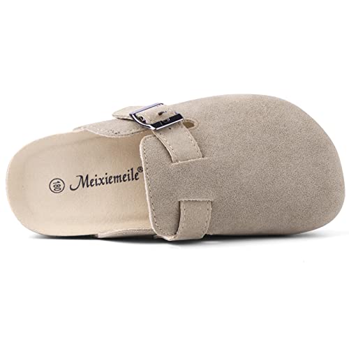 Boston Suede Clogs For Girls Boys Unisex Toddler Slippers Slip-On Kids Shoes Indoor Outdoor Cute Sandals Classic Cork Adjustable Buckle(6-6.5 Toddler,Apricot) #TOP6