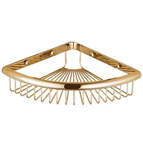 Gold Corner Shower Shelf Wall-Mounted Bathroom Storage Rack Copper BathroomShower Accessories for Space Saving Stylish and Functional Décor.