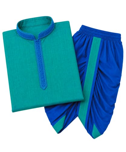 Image of Boys Ethnic Kurta & Elastic Waist Dhoti Set