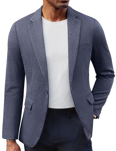 PJ PAUL JONES Sakko Herren Regular Fit Jersey Blazer 2 Knöpfe Modern Freizeit Sportlich Anzugjacke für Hochzeit, Blaugrau, XXL