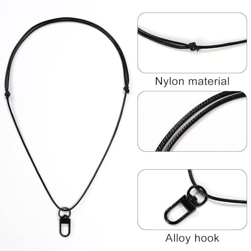 2pcs Neck Straps for Voice Recorder, Adjustable Nylon Strap Lanyard Necklace with Secure Buckle Accessories for Daily & Outdoor Activities Compatible with Plaud NotePin (Black)