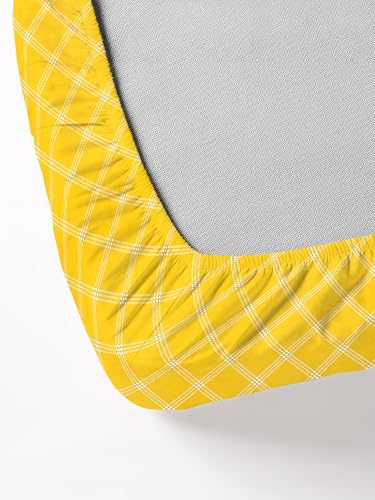 Image of RD TREND 360 180tc Geometric Fitted Bedsheets Double Size 78x60x8 Inch, Elastic Bedsheets for Queen Size Bed with 2 Pillow Covers-18x28 Inch (Lines-Yellow)