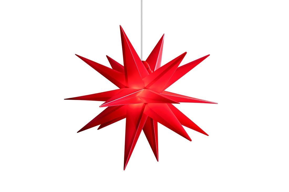 ZICOM LED Dekostern Weihnachtsstern Stern mit 18 Zacken wetterfest, rot Ø 55cm Innen und Außen für Weihnachten, Hochzeiten, Party, Dekoration, Geschenkidee, 230V 50Hz, LxBxH 55x55x55cm