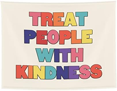 GOWMEE Treat People With Kindness Tapestry Preppy Cute Pink Tapestries Aesthetic Wall Hanging Banner For Teen Girl College Dorm Bedroom Living Room Party Decoration 29"X37"